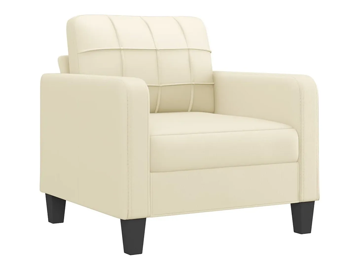 Sillón con reposapiés Crema 60 cm Piel sintética