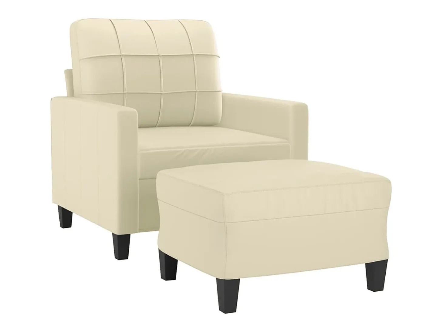 Sillón con reposapiés Crema 60 cm Piel sintética