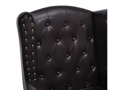 Sillón con reposapiés cuero sintético marrón oscuro
