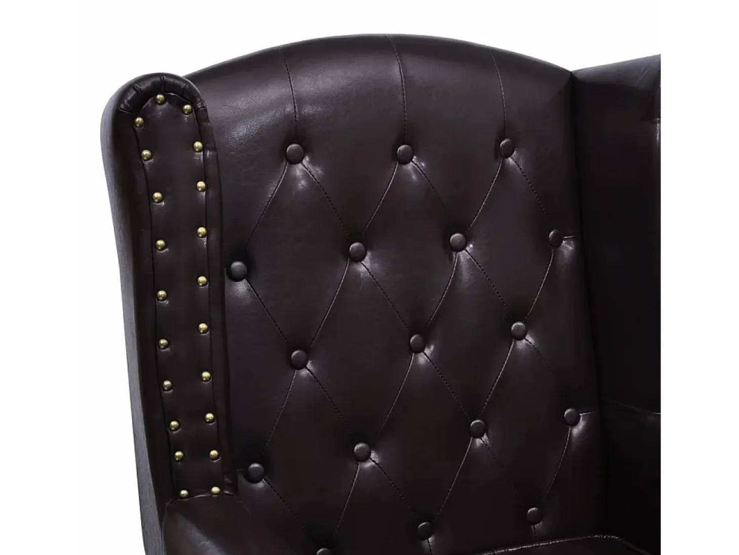 Sillón con reposapiés cuero sintético marrón oscuro
