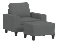 Sillón con reposapiés Gris oscuro 60 cm Tela