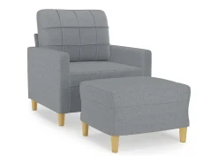 Sillón con reposapiés Gris claro 60 cm Tela