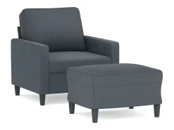 Sillón con reposapiés Gris oscuro 60 cm Terciopelo