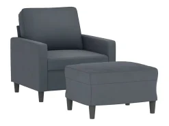 Sillón con reposapiés Gris oscuro 60 cm Terciopelo