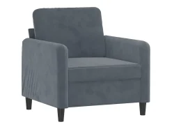 Sillón con reposapiés Gris oscuro 60 cm Terciopelo