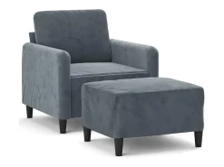 Sillón con reposapiés Gris oscuro 60 cm Terciopelo
