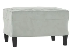 Sillón con reposapiés Gris claro 60 cm Terciopelo