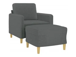 Sillón con reposapiés Gris oscuro 60 cm Tela