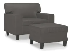 Sillón con reposapiés Gris 60 cm Piel sintética