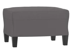 Sillón con reposapiés Gris 60 cm Piel sintética