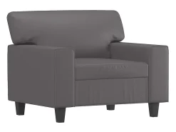 Sillón con reposapiés Gris 60 cm Piel sintética
