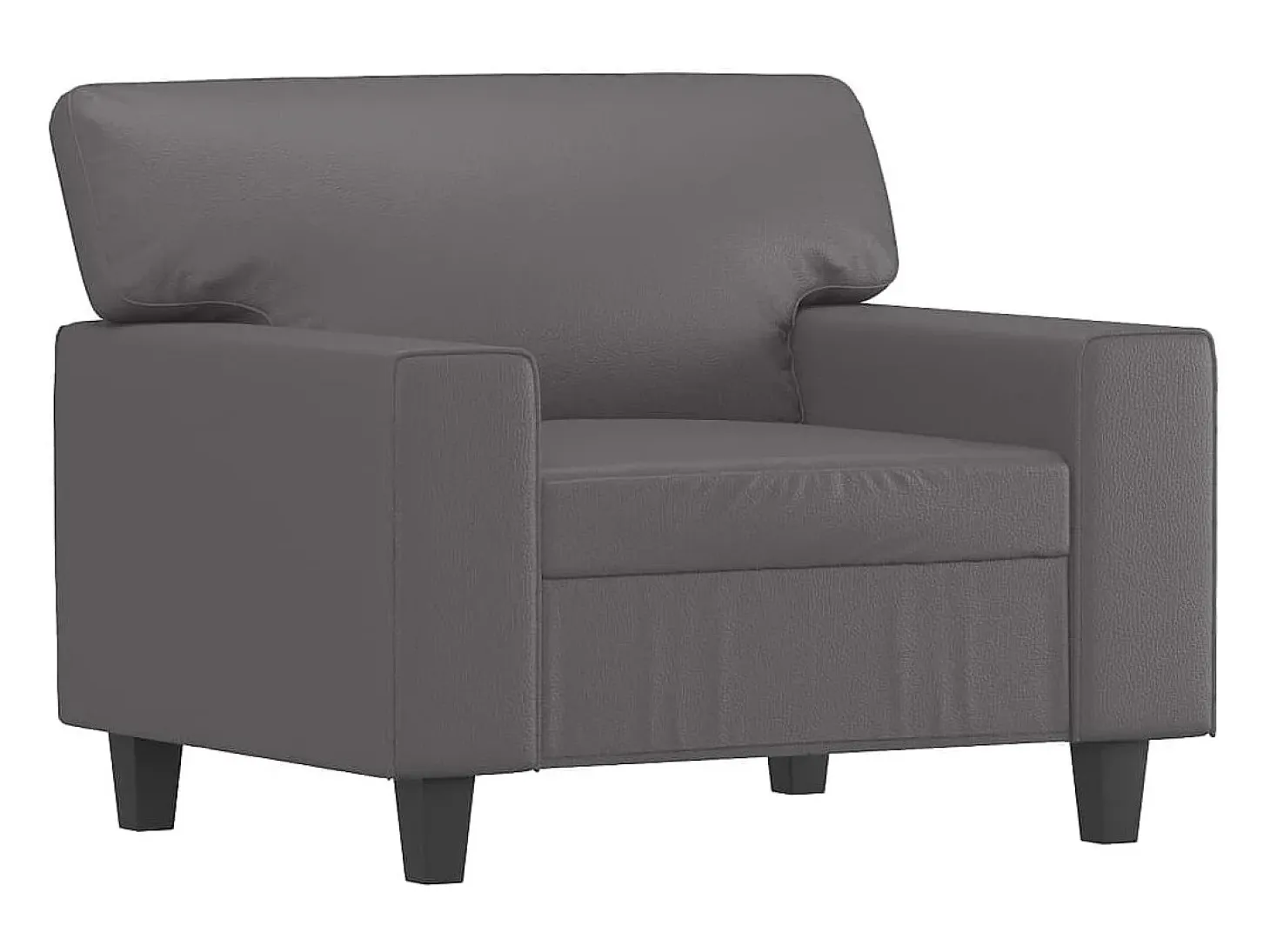 Sillón con reposapiés Gris 60 cm Piel sintética