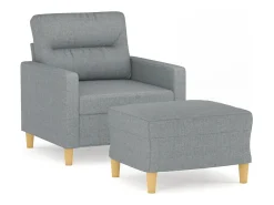 Sillón con reposapiés Gris claro 60 cm Tela