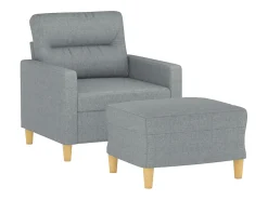Sillón con reposapiés Gris claro 60 cm Tela