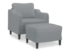 Sillón con reposapiés Gris claro 60 cm Tela