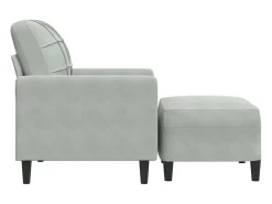 Sillón con reposapiés Gris claro 60 cm Terciopelo