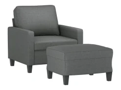 Sillón con reposapiés Gris oscuro 60 cm Tela