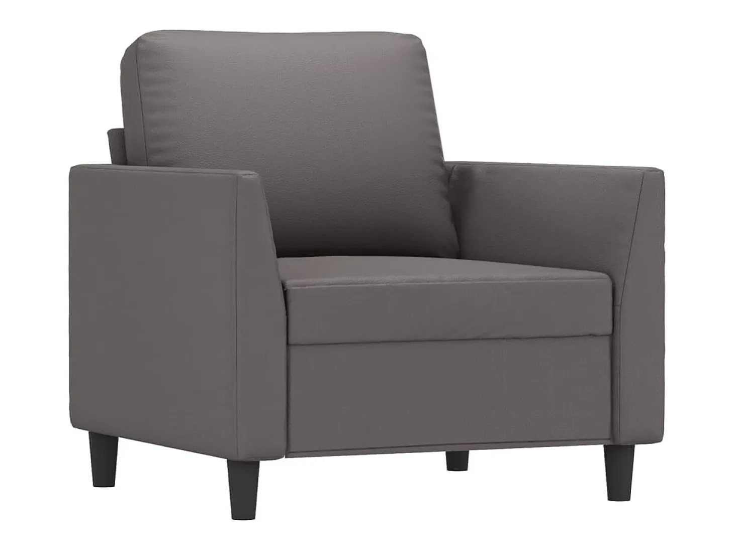Sillón con reposapiés Gris 60 cm Piel sintética
