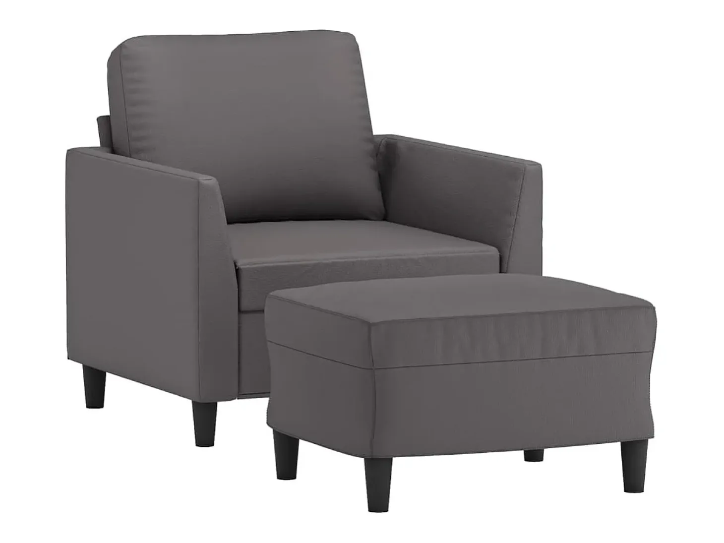 Sillón con reposapiés Gris 60 cm Piel sintética