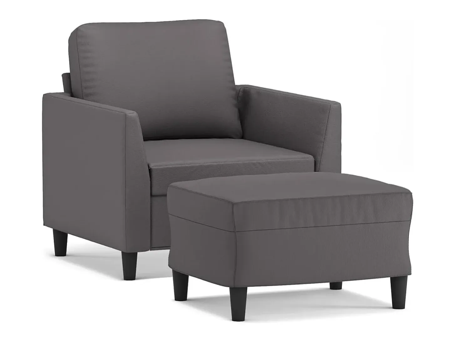 Sillón con reposapiés Gris 60 cm Piel sintética