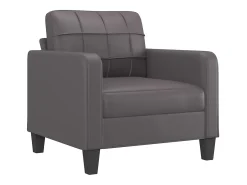 Sillón con reposapiés Gris 60 cm Piel sintética