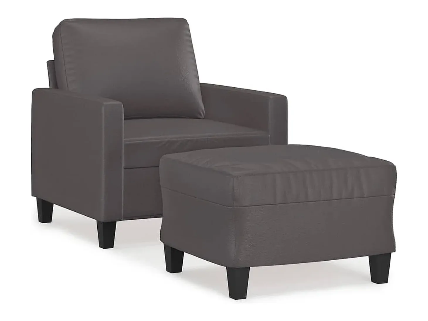 Sillón con reposapiés Gris 60 cm Piel sintética