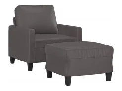Sillón con reposapiés Gris 60 cm Piel sintética