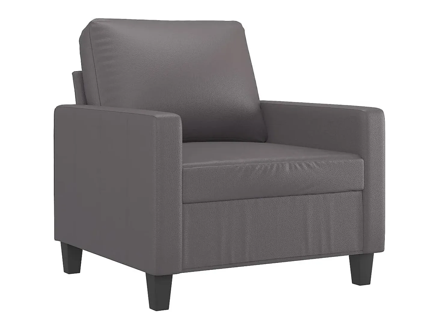 Sillón con reposapiés Gris 60 cm Piel sintética