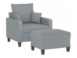 Sillón con reposapiés Gris claro 60 cm Tela