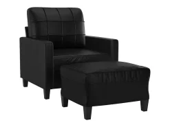 Sillón con reposapiés Negro 60 cm Piel sintética