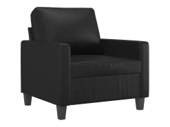 Sillón con reposapiés Negro 60 cm Piel sintética