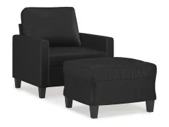 Sillón con reposapiés Negro 60 cm Piel sintética