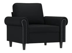 Sillón con reposapiés Negro 60 cm Piel sintética