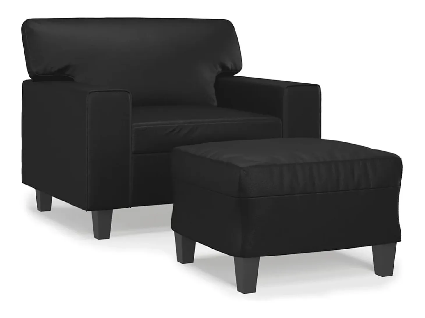 Sillón con reposapiés Negro 60 cm Piel sintética