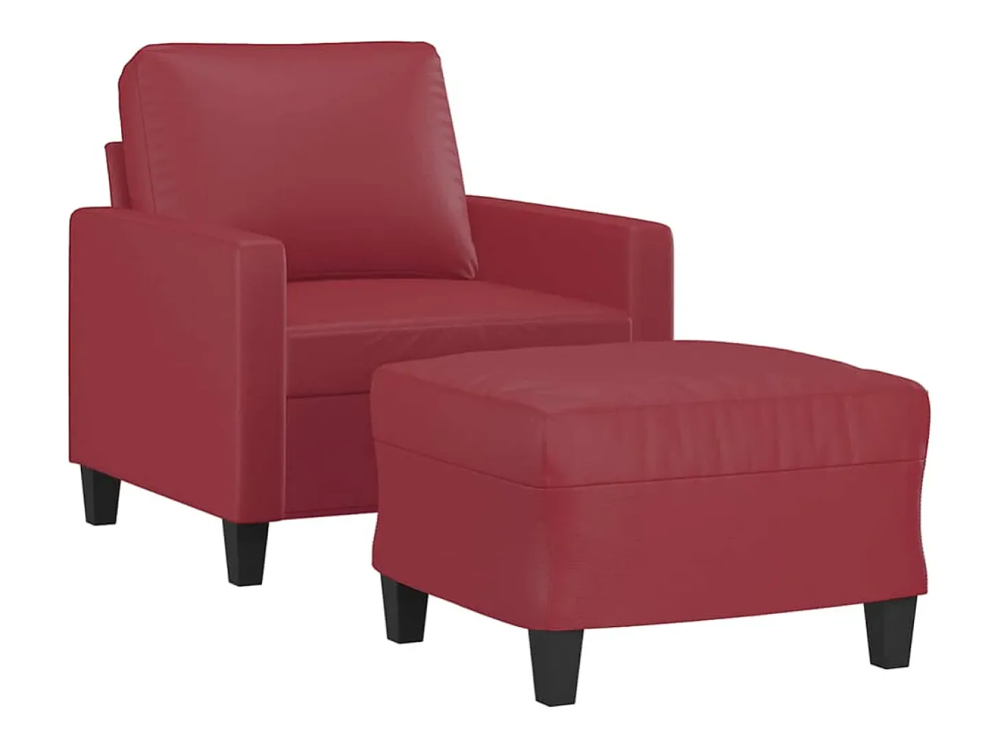 Sillón con reposapiés Rojo burdeos 60 cm Piel sintética