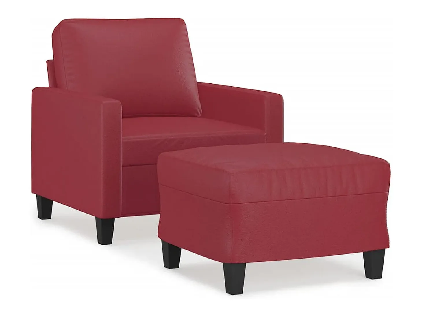 Sillón con reposapiés Rojo burdeos 60 cm Piel sintética
