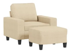Sillón con reposapiés Tejido Crema 60 cm