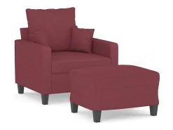 Sillón con reposapiés Tejido rojo burdeos 60 cm