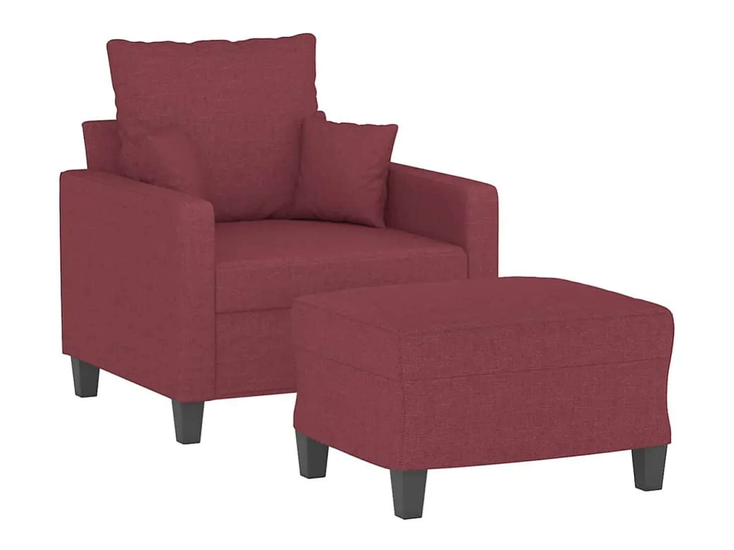 Sillón con reposapiés Tejido rojo burdeos 60 cm