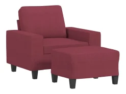 Sillón con reposapiés Tejido rojo burdeos 60 cm