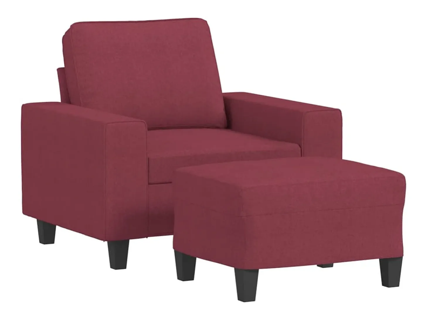 Sillón con reposapiés Tejido rojo burdeos 60 cm