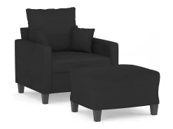 Sillón con reposapiés Tela Negro 60 cm