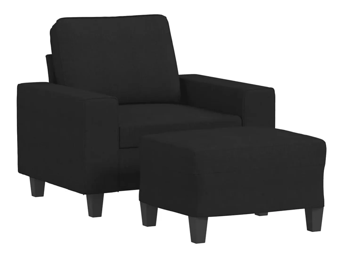Sillón con reposapiés Tela Negro 60 cm