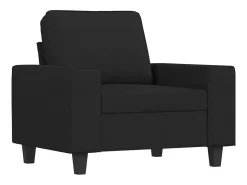 Sillón con reposapiés Tela Negro 60 cm