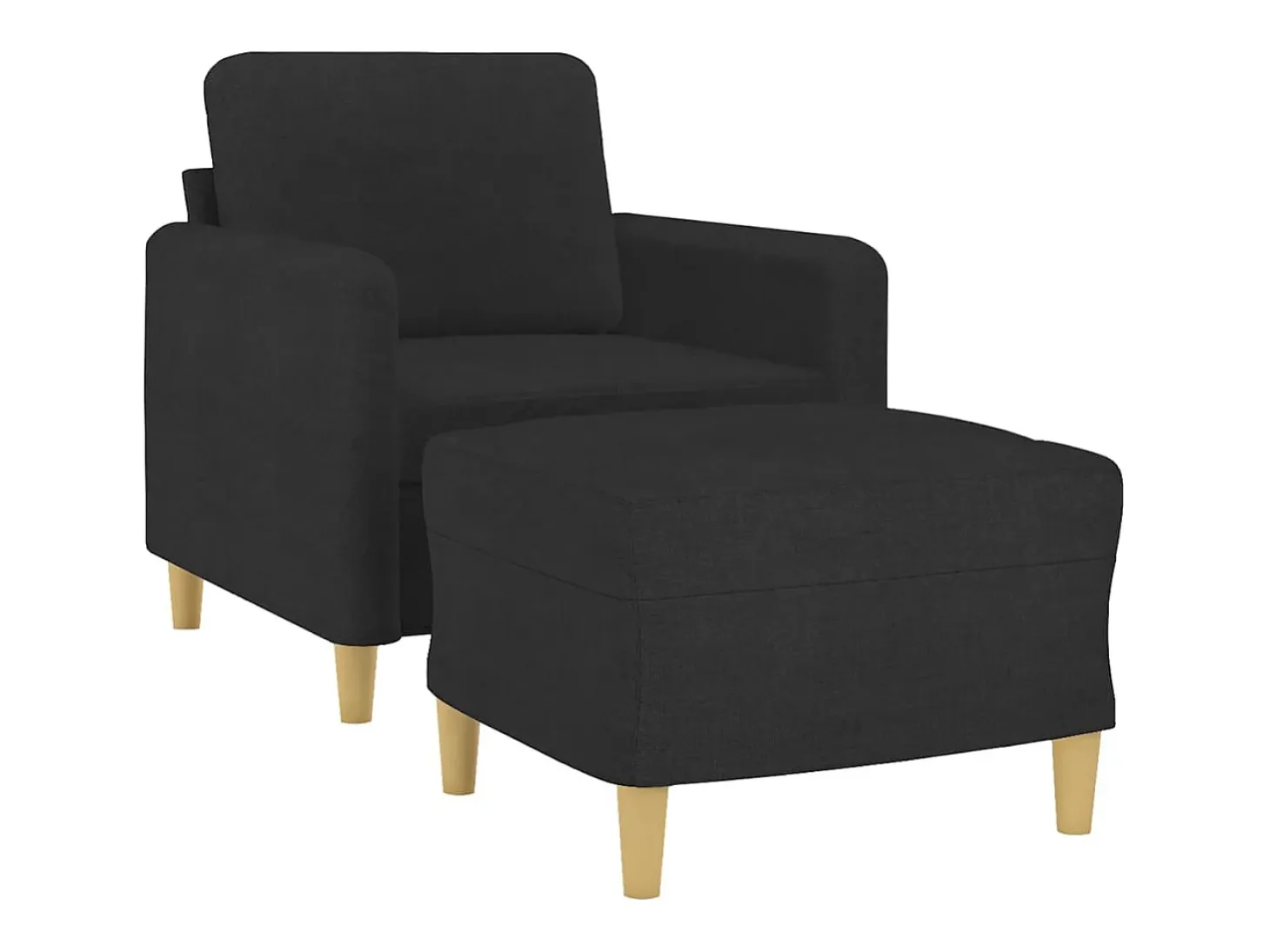 Sillón con reposapiés Tela Negro 60 cm