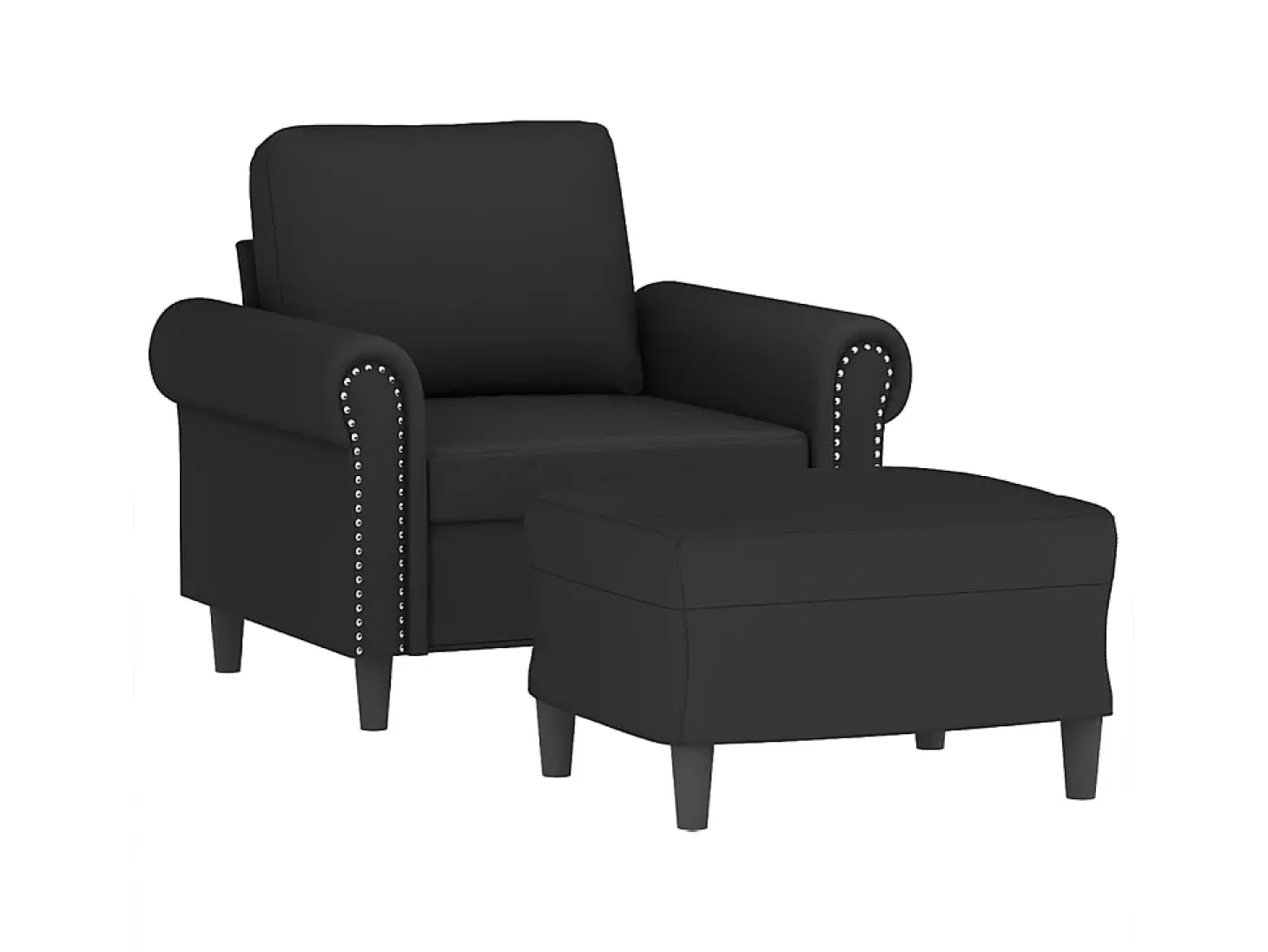 Sillón con reposapiés Terciopelo Negro 60 cm