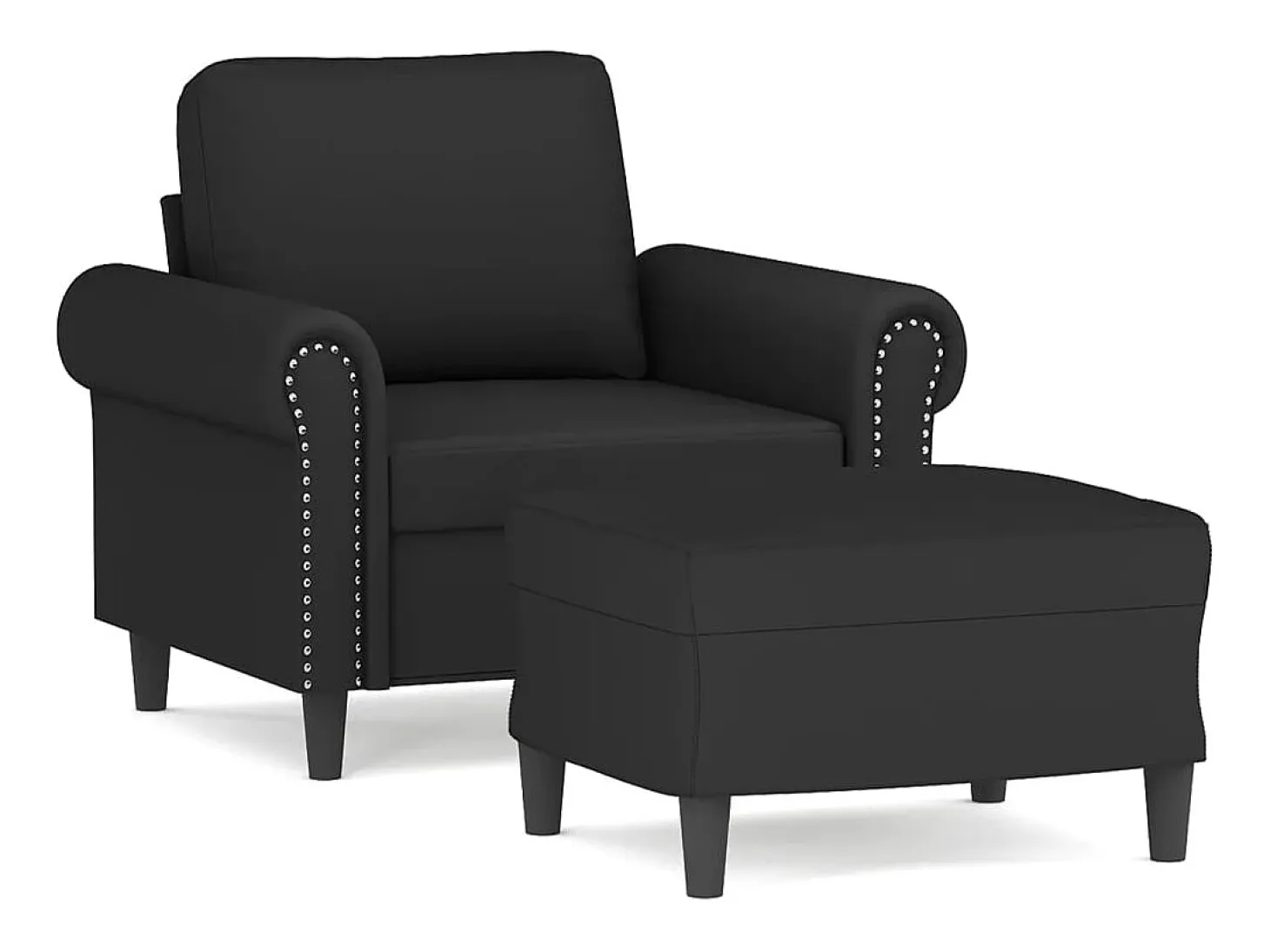 Sillón con reposapiés Terciopelo Negro 60 cm