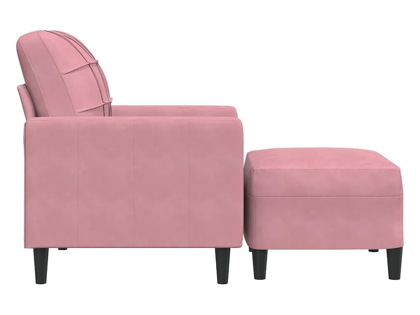 Sillón con reposapiés Terciopelo Rosa 60 cm