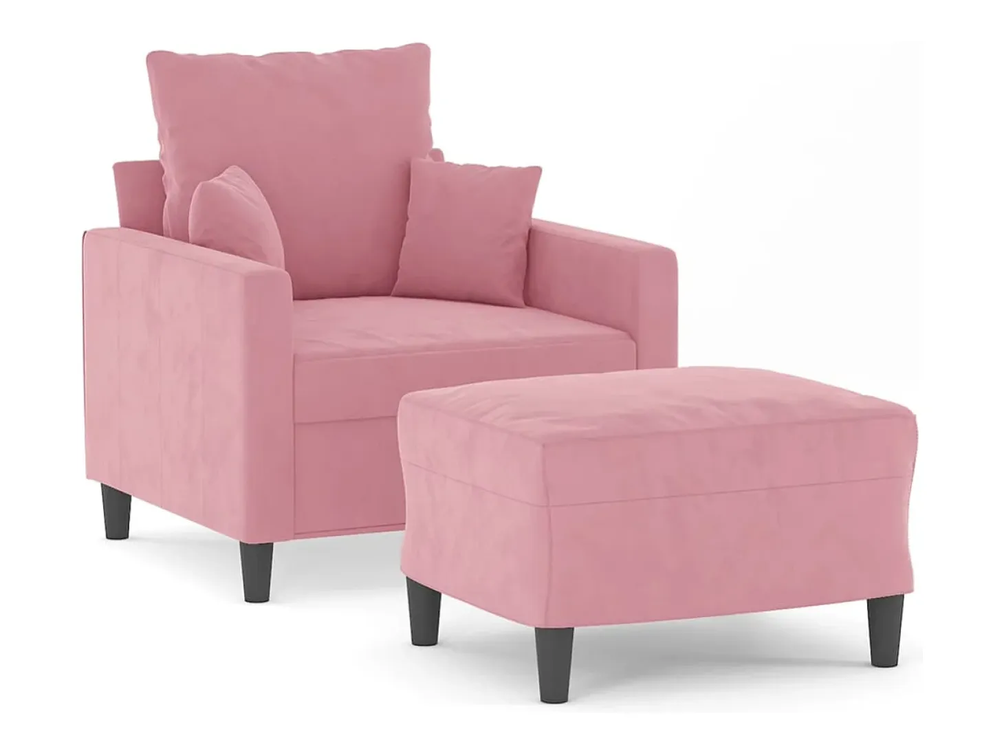 Sillón con reposapiés Terciopelo Rosa 60 cm