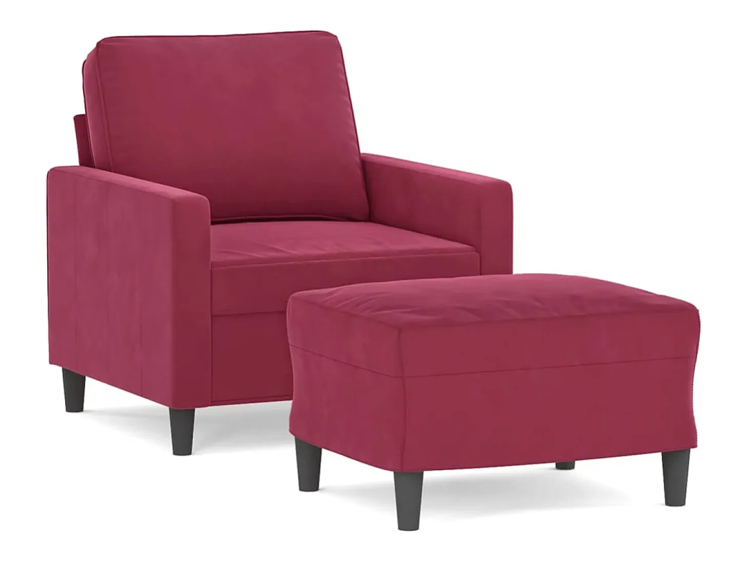 Sillón con reposapiés Terciopelo rojo burdeos 60 cm